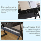(en:Wooden Drawing Desk with Stool Art Craft Table, Adjustable Height(26.8"-35.8"), 80° Tiltable, Drafting Workstation for Artwork, Graphic Design, Writing (MDF))