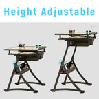 (en:Glass Drafting Work Station with Stool, Art Craft Table, Adjustable Height(29.1""-36.6"") & 0°-80° Tiltable Tabletop, Drawing Desk for Studio Home Office School)