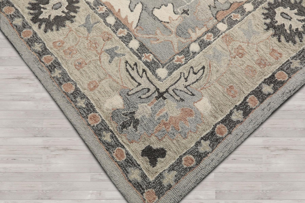 10x14 Rectangular Hand Hooked Handmade Gray Transitional Arts & Crafts Wool Oriental Area Rug Perfect for Living Room, Kitchen, Bedroom, Home Office, Dining Room