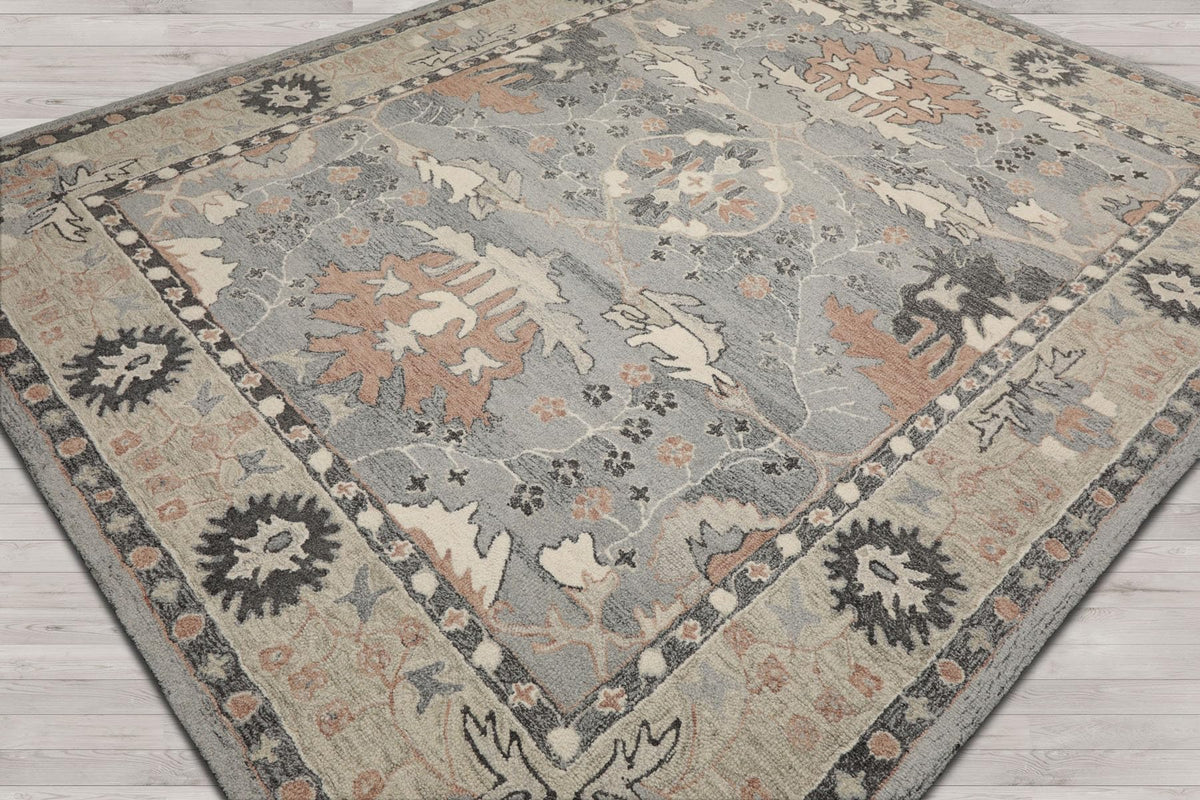 10x14 Rectangular Hand Hooked Handmade Gray Transitional Arts & Crafts Wool Oriental Area Rug Perfect for Living Room, Kitchen, Bedroom, Home Office, Dining Room