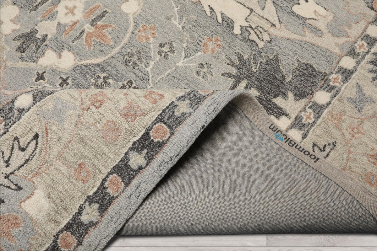 10x14 Rectangular Hand Hooked Handmade Gray Transitional Arts & Crafts Wool Oriental Area Rug Perfect for Living Room, Kitchen, Bedroom, Home Office, Dining Room