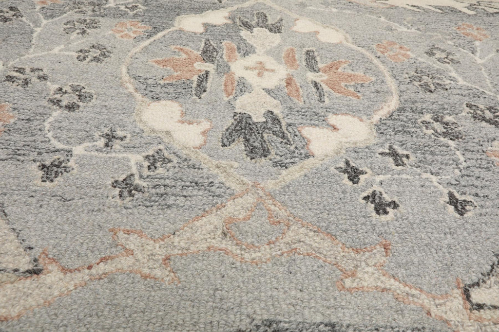 10x14 Rectangular Hand Hooked Handmade Gray Transitional Arts & Crafts Wool Oriental Area Rug Perfect for Living Room, Kitchen, Bedroom, Home Office, Dining Room