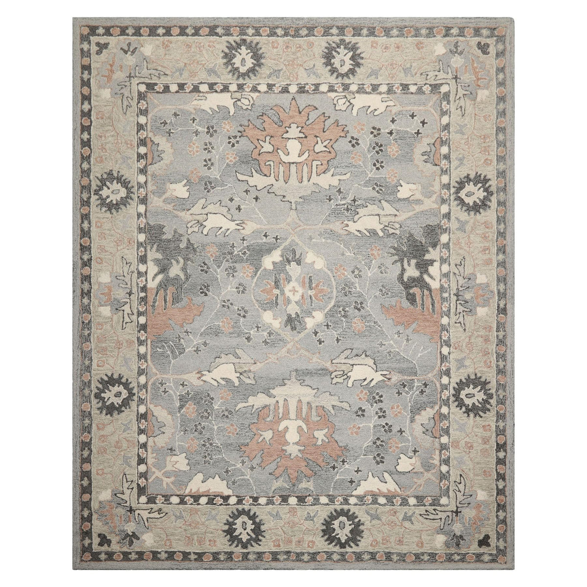 10x14 Rectangular Hand Hooked Handmade Gray Transitional Arts & Crafts Wool Oriental Area Rug Perfect for Living Room, Kitchen, Bedroom, Home Office, Dining Room